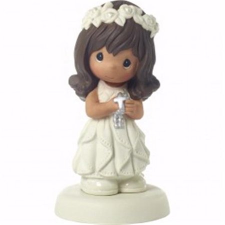 PRECIOUS MOMENTS Precious Moments 171818 5.25 in. Figurine Communion May His Light Shine in Your Heart Today & Always; Brunette Girl 171818